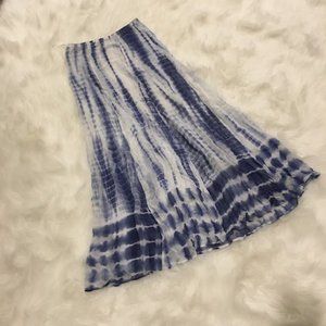 Chan Luu Chiffon Blue/White Tie Dye Maxi Skirt XS